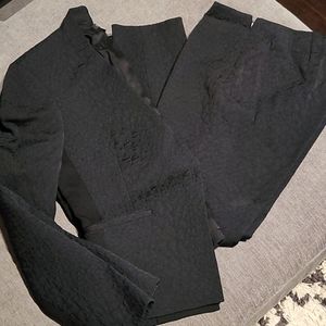Theory, 6, Black Brocade Cropped Suit